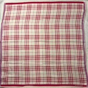 Vtg BURBERRY Scarf Handkerchief Nova Check Red White Pink 22"